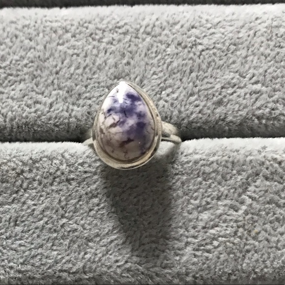 New Sterling Silver Purple Teardrop Morado Violet Flame Opal Ring Sz 7 Crystal - Picture 14 of 16